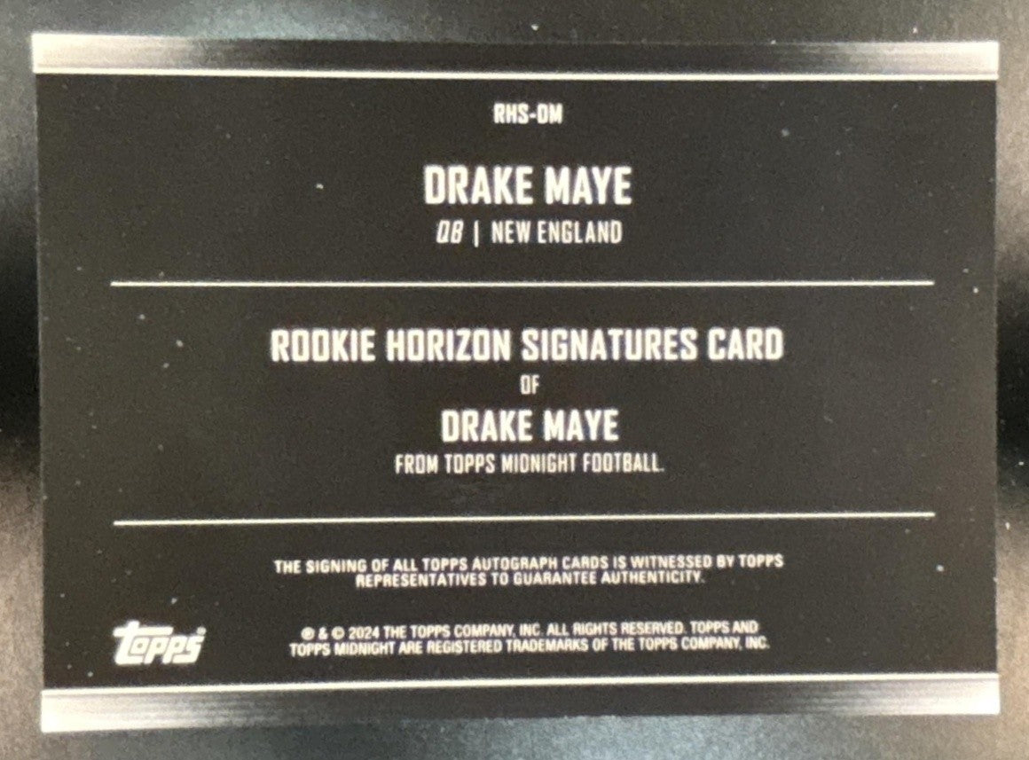 2024 Topps Midnight Drake Maye Horizon Signatures Solstice /35 RC Auto Patriots