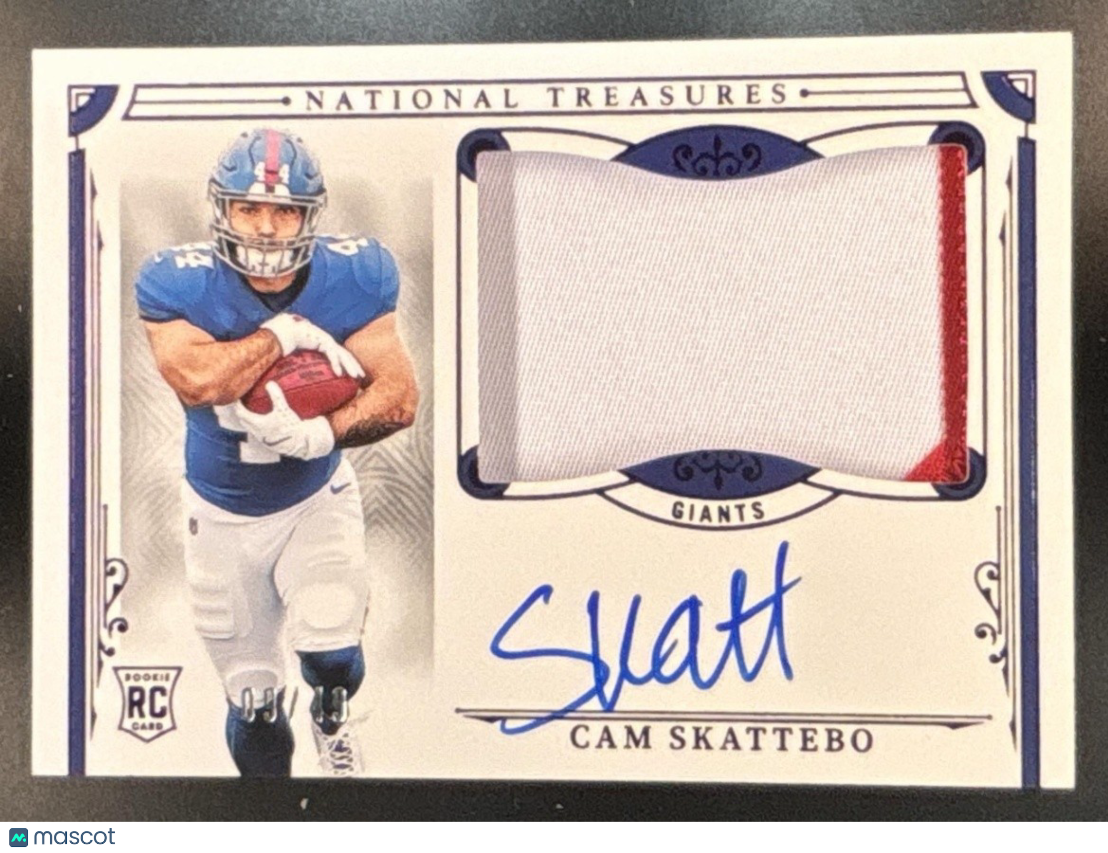 2025 National Treasures Cam Skattebo Rookie Patch Auto /99 #162 MEM RC Giants