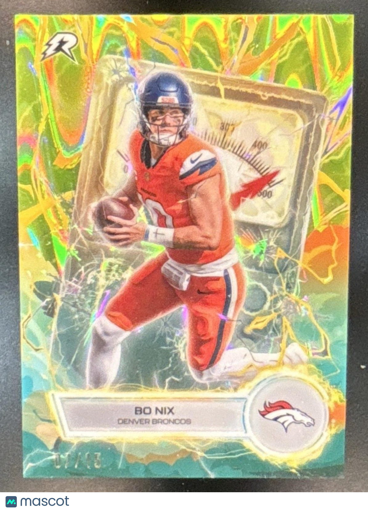 2025 Topps Resurgence Bo Nix Voltaic Lime Green Power Surge /15 Denver Broncos