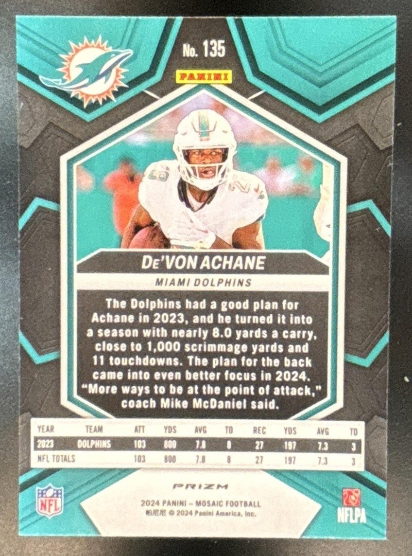 2024 Panini Mosaic De'Von Achane Genesis Prizm #135 Miami Dolphins