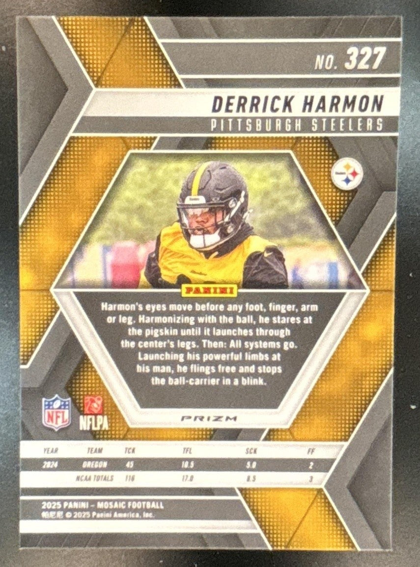 2025 Panini Mosaic Derrick Harmon Rookies Honeycomb #327 RC Pittsburgh Steelers