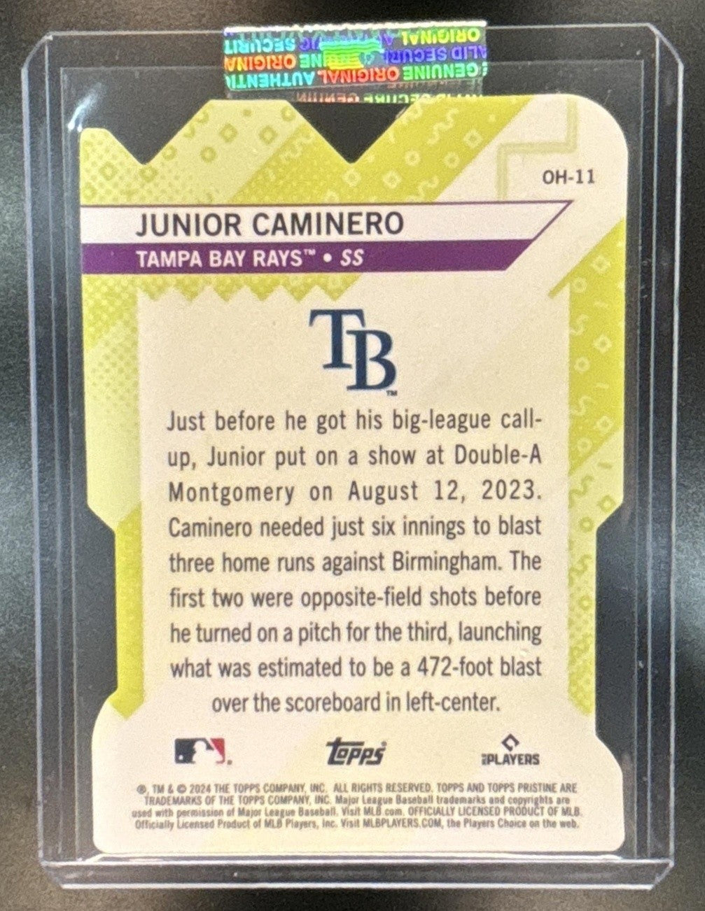 2024 Topps Pristine Junior Caminero Oh Snap! Gold Refractor /50 RC Rays