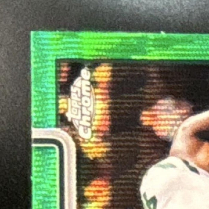 2025 Topps Chrome Donovan Edwards Green Wave Refractor /99 #392 RC New York Jets