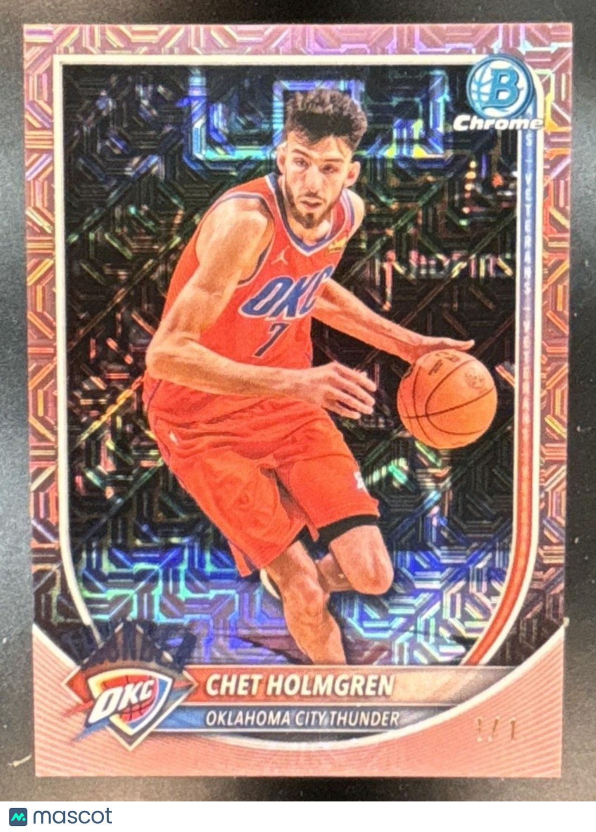 2025-26 Bowman Chet Holmgren Chrome Rose Gold Mojo Refractor 1/1 #BCV-108