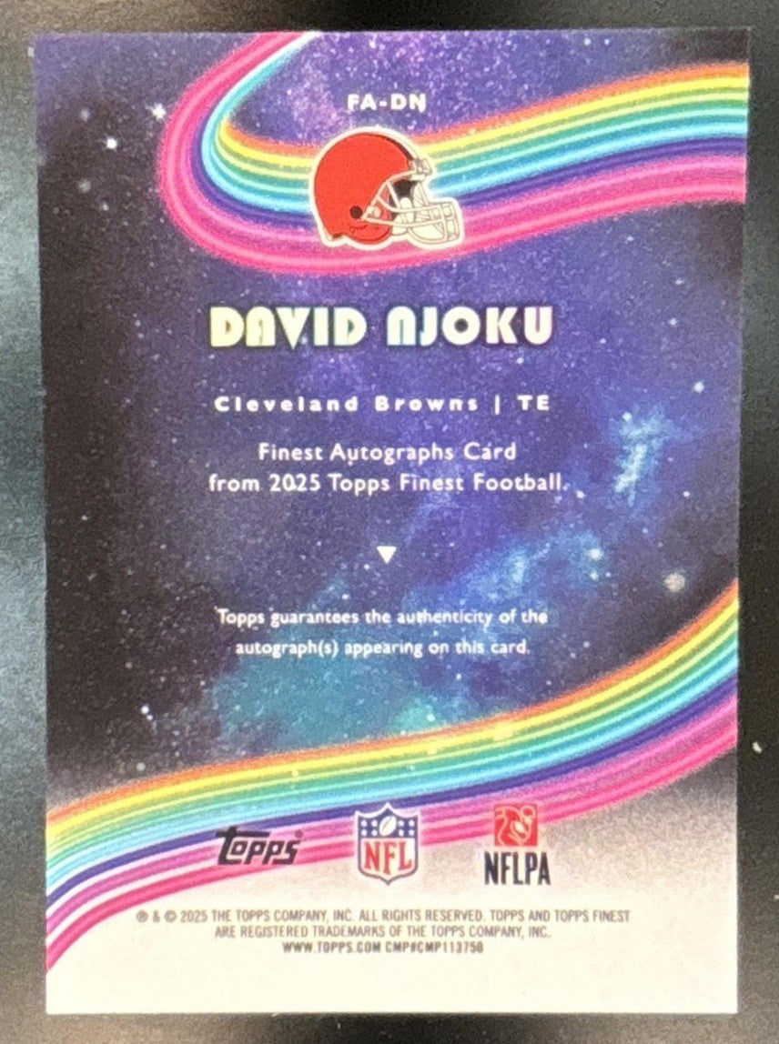 2025 Topps Finest David Njoku Auto Blue Refractor /99 #FA-DN Cleveland Browns