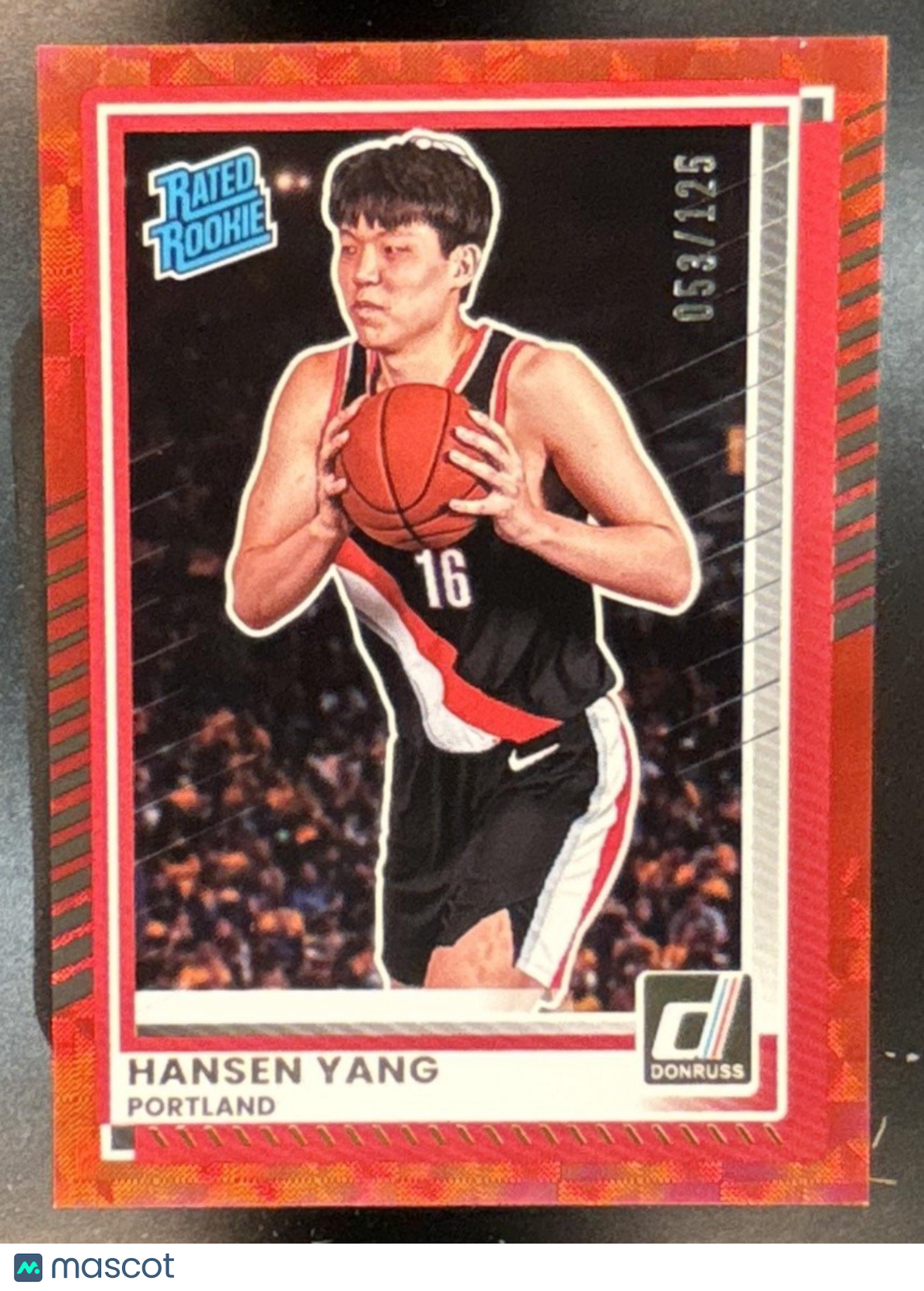 2025-26 Panini Donruss Hansen Yang Red /125 #10 RC Portland Trail Blazers