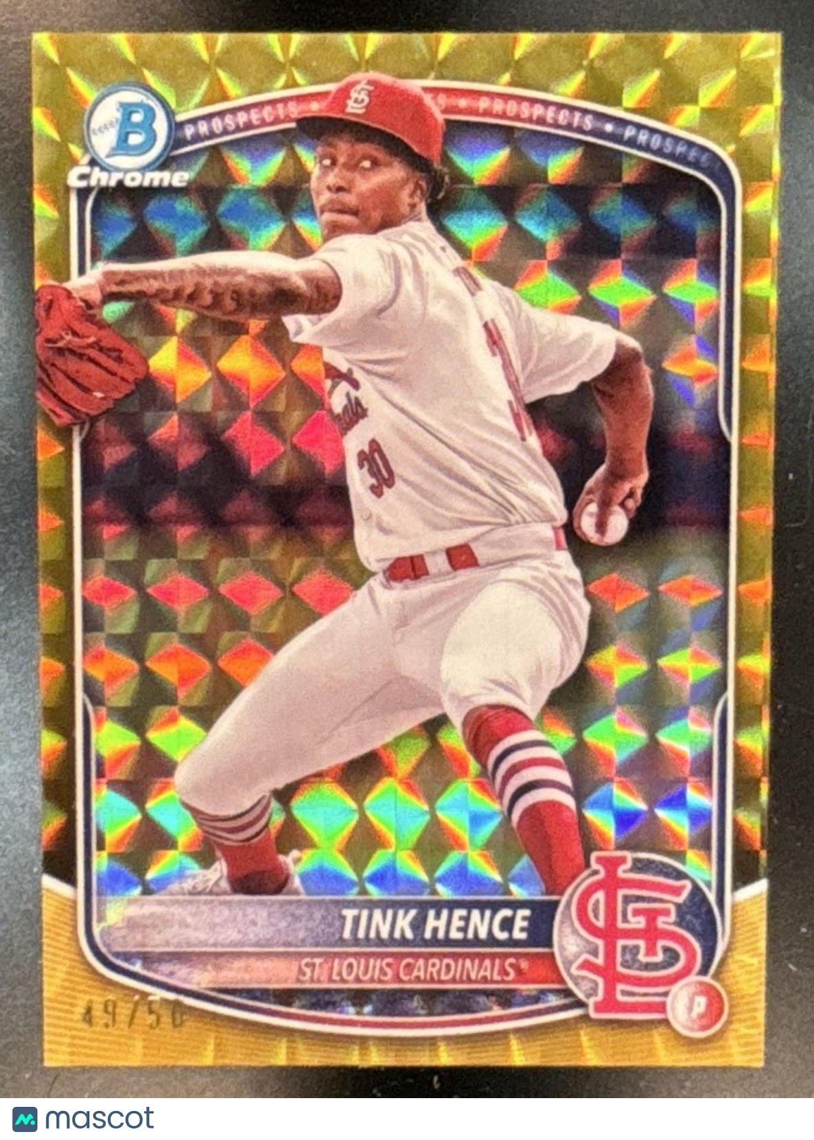2025 Bowman Tink Hence Chrome Prospects Gold Geometric /50 #BCP-101 Cardinals