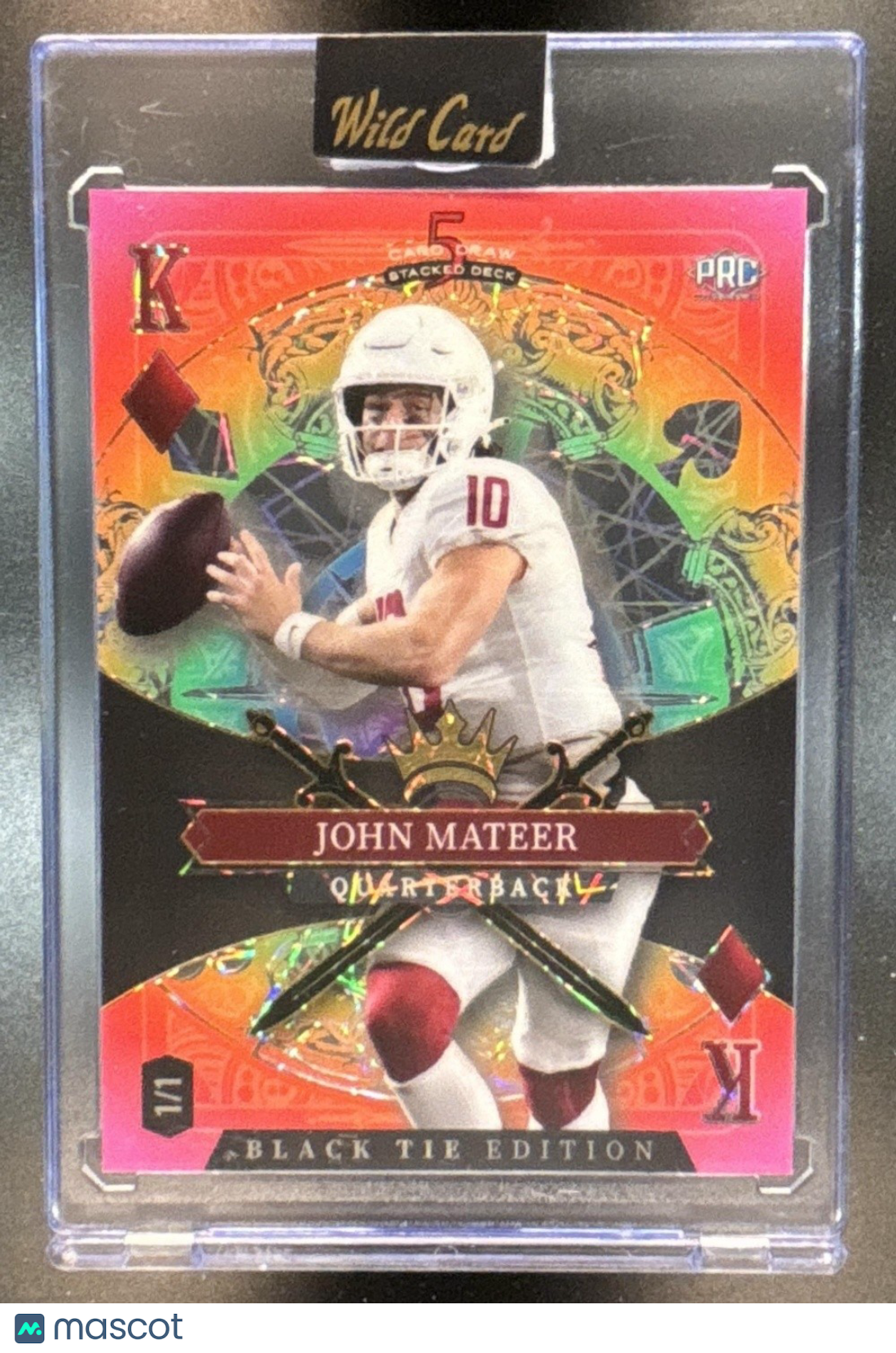 2026 Wild Card 5 Draw Stacked Deck John Mateer Black Tie 1/1