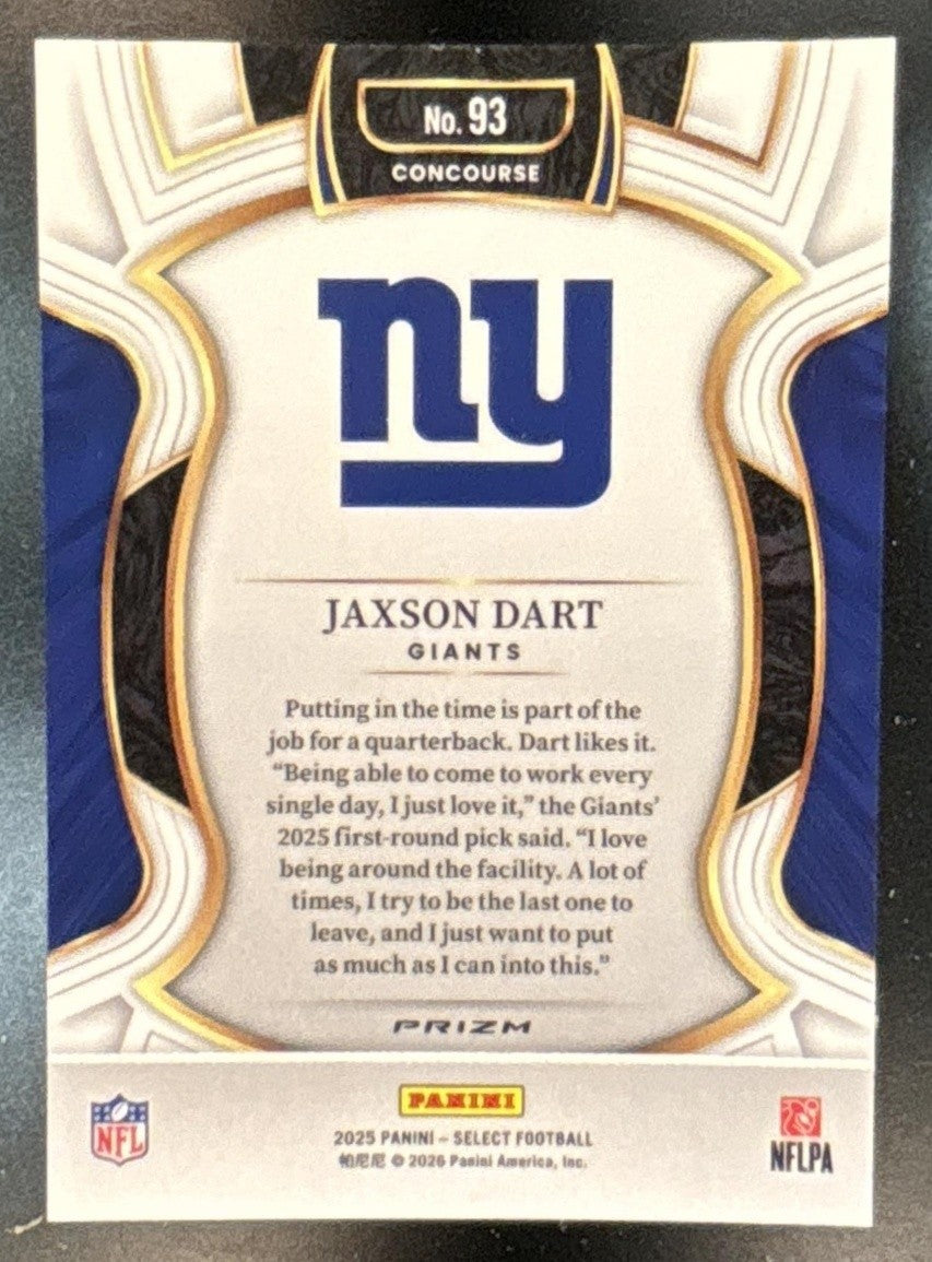 2025 Panini Select Jaxson Dart Concourse Disco Prizm #93 RC New York Giants