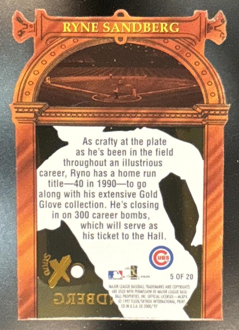 1997 Skybox E-X2000 Ryne Sandberg Hall or Nothing Die Cut #5 Chicago Cubs