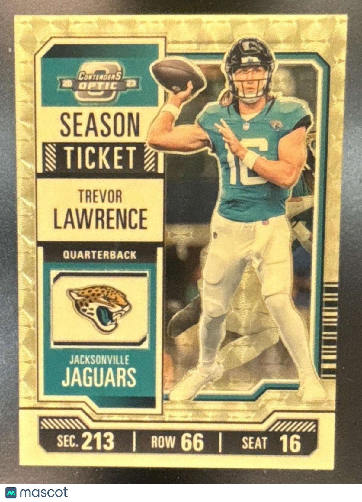 2023 Contenders Optic Trevor Lawrence Gold Vinyl 1/1 #25 Jacksonville Jaguars