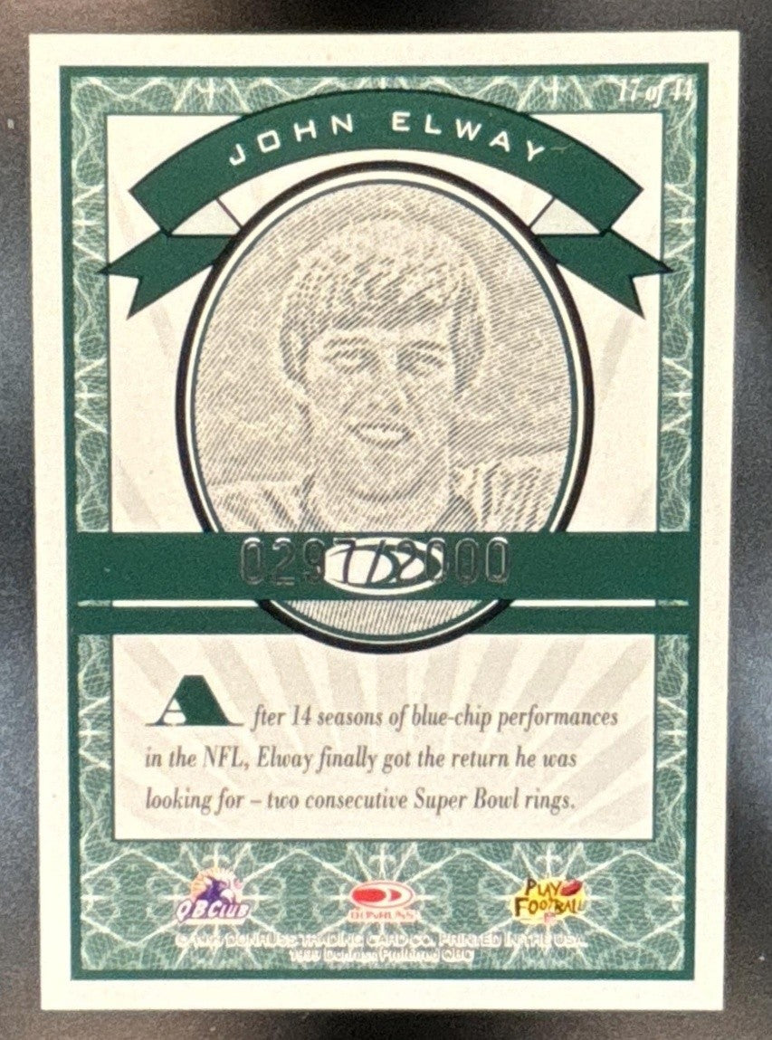 1999 Donruss Preferred QBC John Elway National Treasures /2000 #17 Broncos
