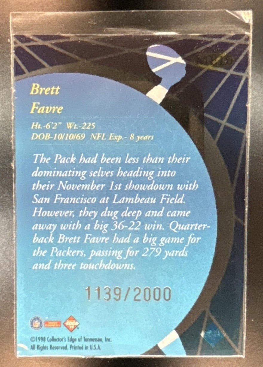 1998 Collector's Edge Masters Brett Favre Main Event /2000 Green Bay Packers