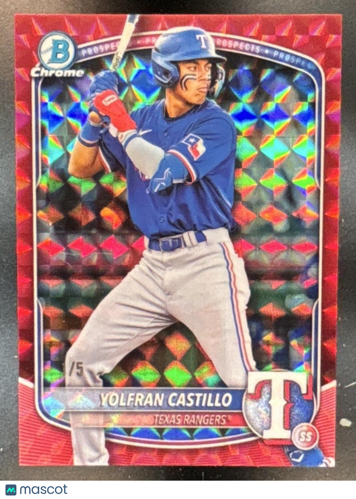 2025 Bowman Draft Yolfran Castillo Chrome Red Geometric /5 #BDC-107 Rangers