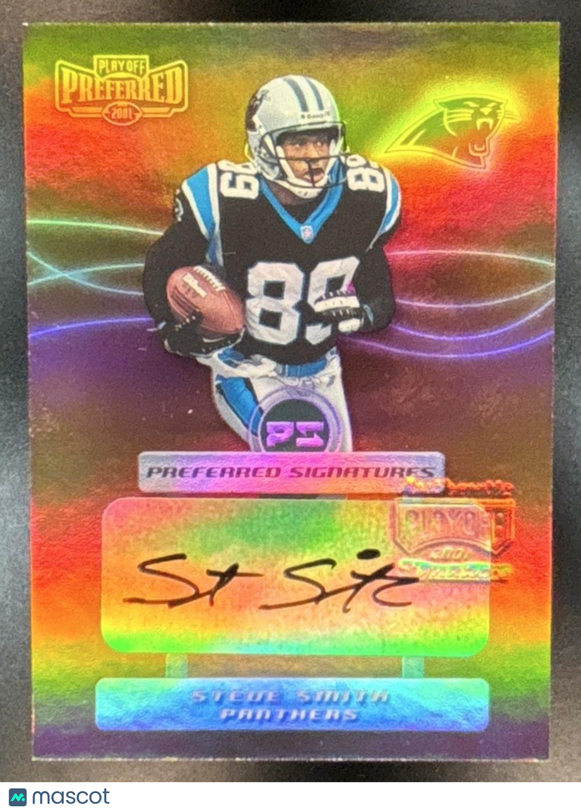 2001 Playoff Preferred Steve Smith Signatures #071 RC Auto Panthers