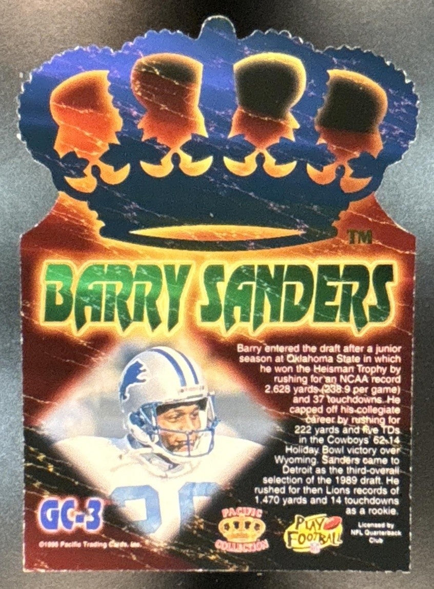 1996 Pacific Barry Sanders Gold Crown Die Cuts #GC-3 Detroit Lions