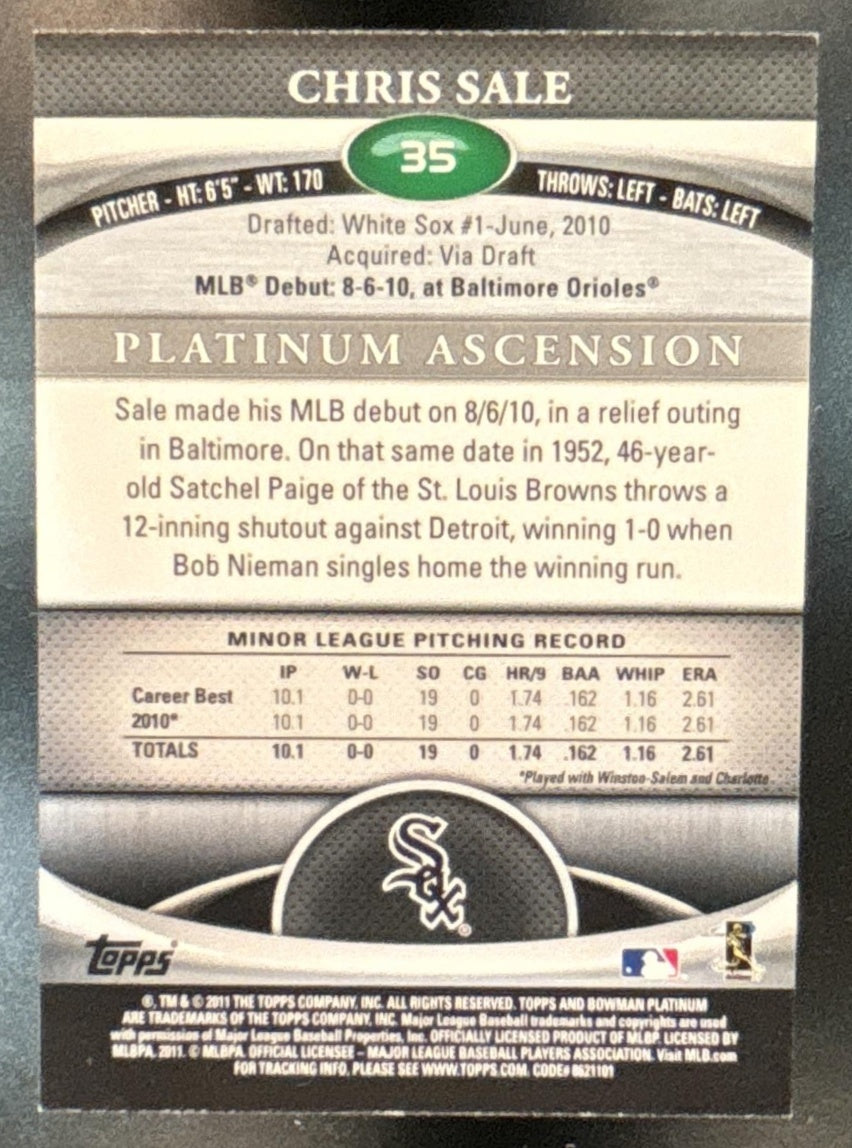 2011 Bowman Platinum Chris Sale #35 RC Chicago White Sox