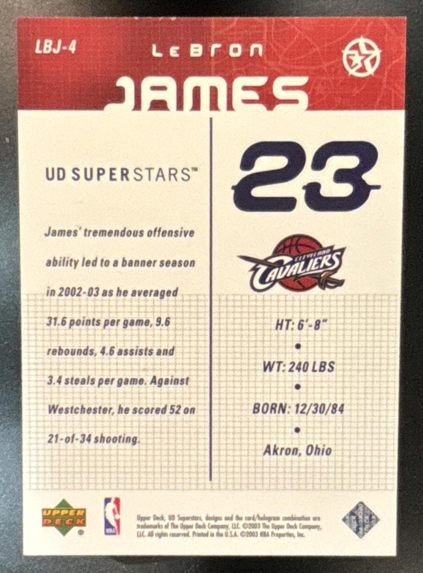 2002 Upper Deck SuperStars LeBron James #LBJ-4 Cleveland Cavaliers