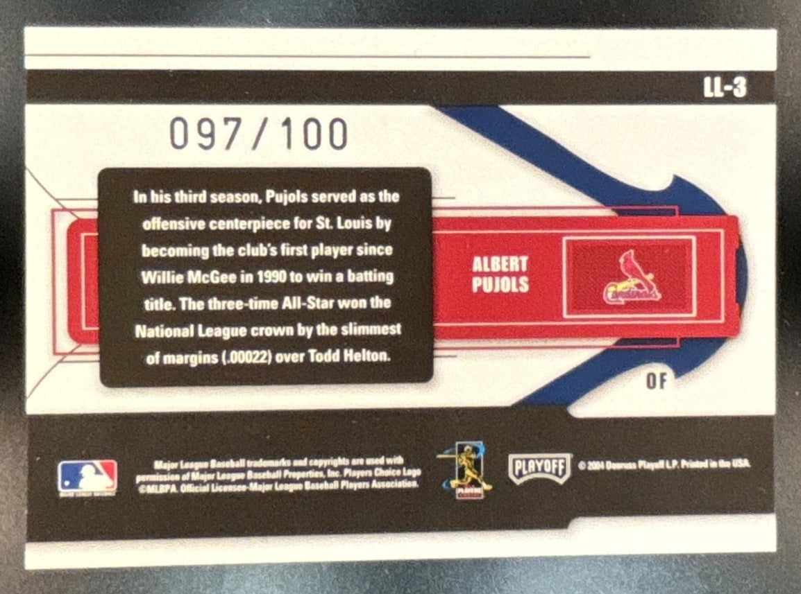 2004 Playoff Prestige Albert Pujols League Leaders Single Foil /100 Cardinals