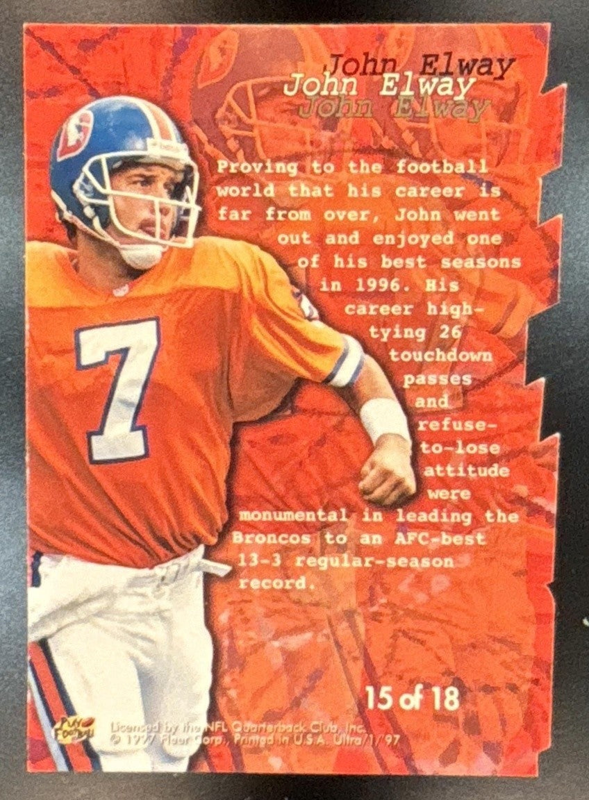 1997 Fleer Ultra John Elway Blitzkrieg Die Cut #15 Denver Broncos