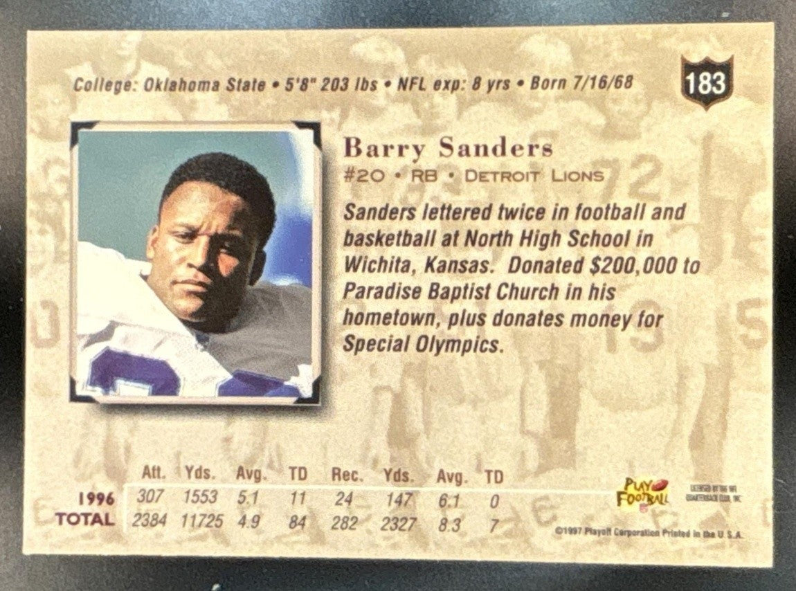 1997 Playoff Absolute Beginnings Barry Sanders #183 Detroit Lions
