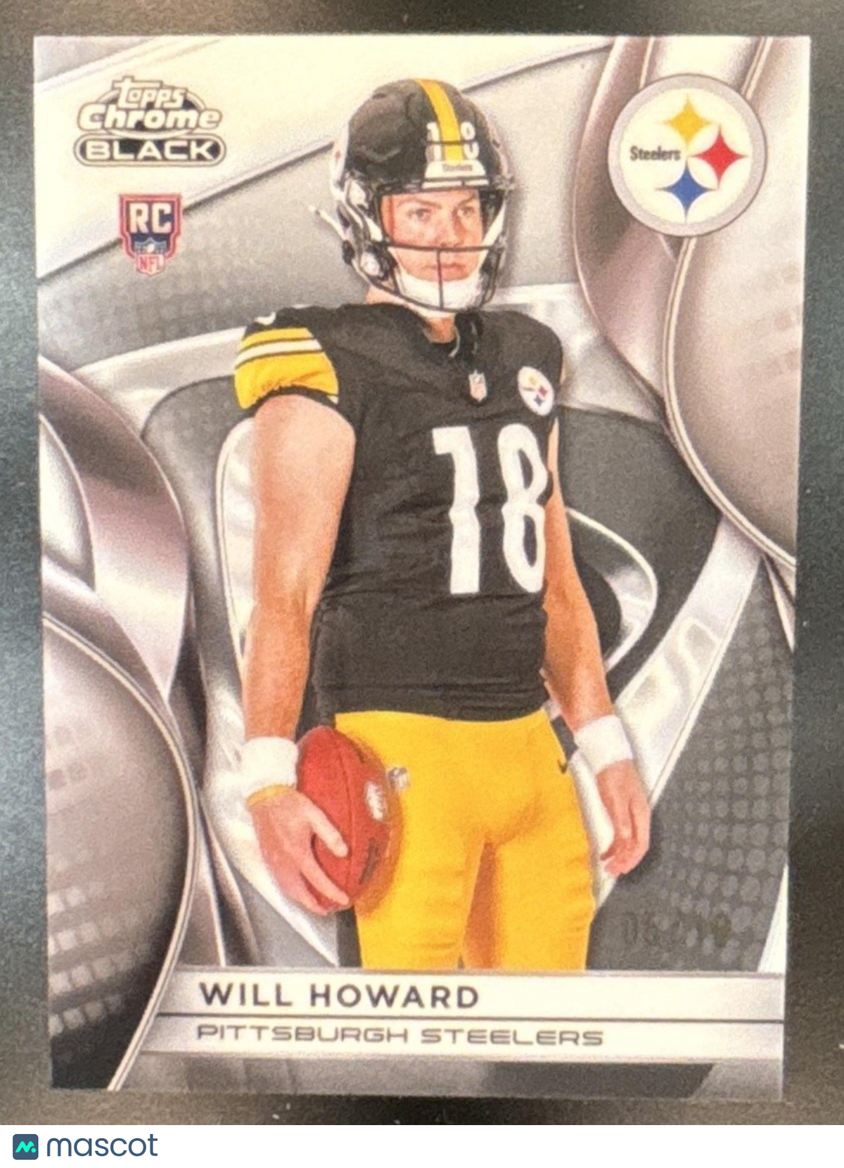 2025 Topps Chrome Black Will Howard White Refractor /10 #142 RC Steelers