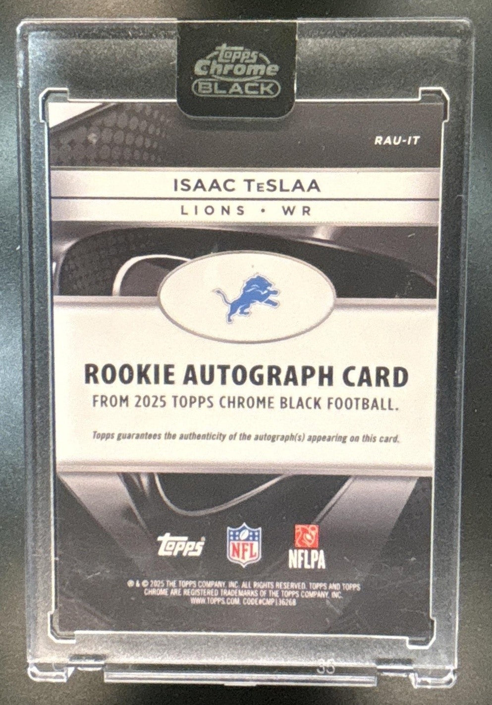 2025 Topps Chrome Black Isaac TeSlaa Auto Gold /50 #RAU-IT RC Detroit Lions