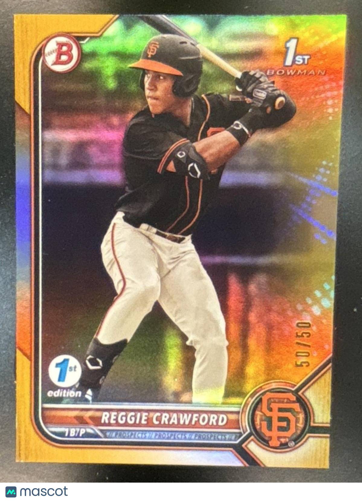 2022 Bowman Draft 1st Edition Reggie Crawford Gold 50/50 #BD-33 Giants