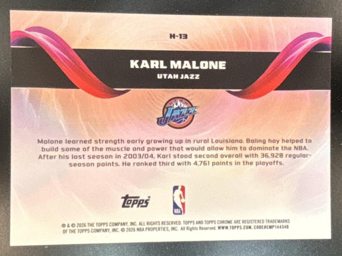 2025-26 Topps Chrome Update Karl Malone Helix #H-13 SSP Utah Jazz