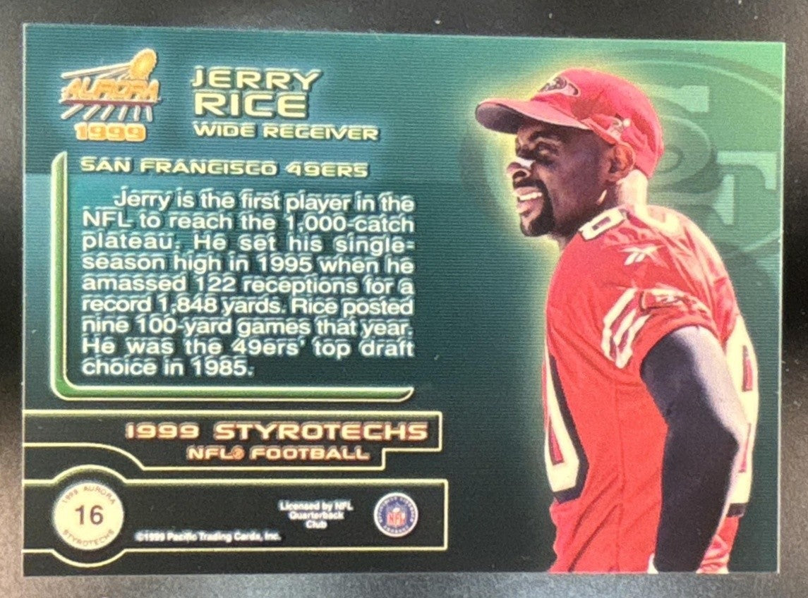 1999 Pacific Aurora Jerry Rice Styrotechs #16 San Francisco 49ers
