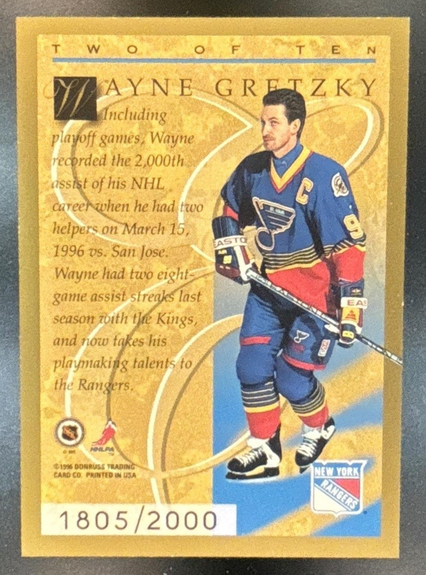 1996-97 Donruss Wayne Gretzky Elite Inserts Gold /2000 #2 New York Rangers