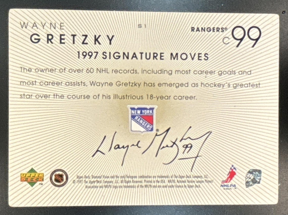 1997-98 Upper Deck Diamond Vision Wayne Gretzky Signature Moves New York Rangers