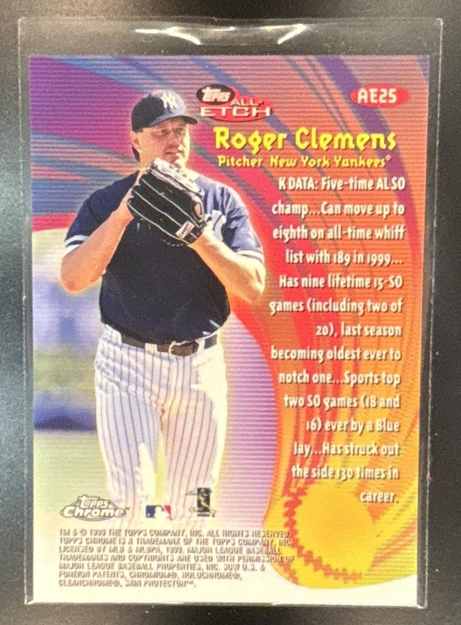 1999 Topps Chrome Roger Clemens All Etch #AE25 New York Yankees