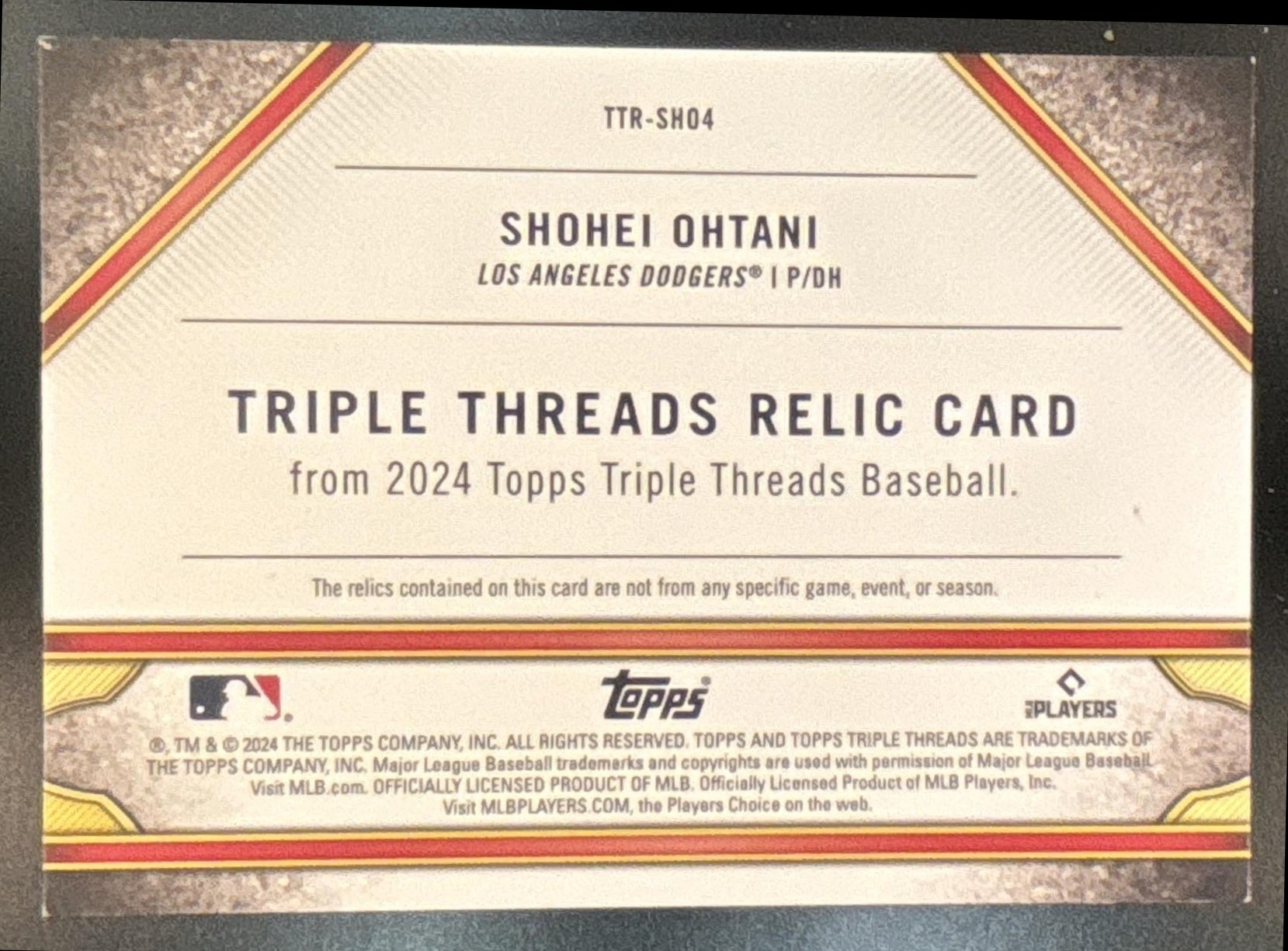 2024 Topps Triple Threads Shohei Ohtani Relics 1/3 #TTR-SHO4 Los Angeles Dodgers