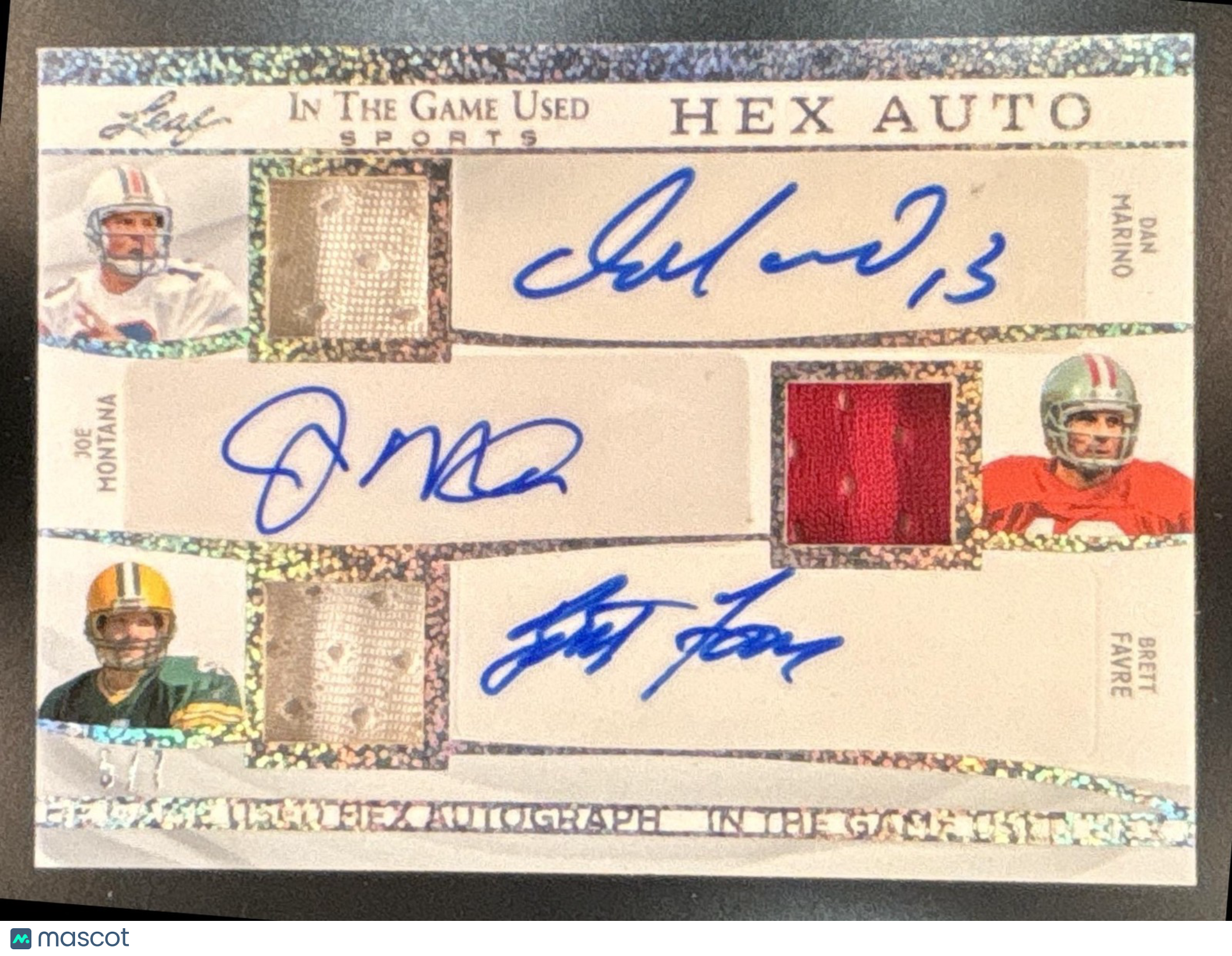 2025 Leaf ITG HEX Auto Marino Montana Favre Em Smith Sanders Th Thomas Glitter/7