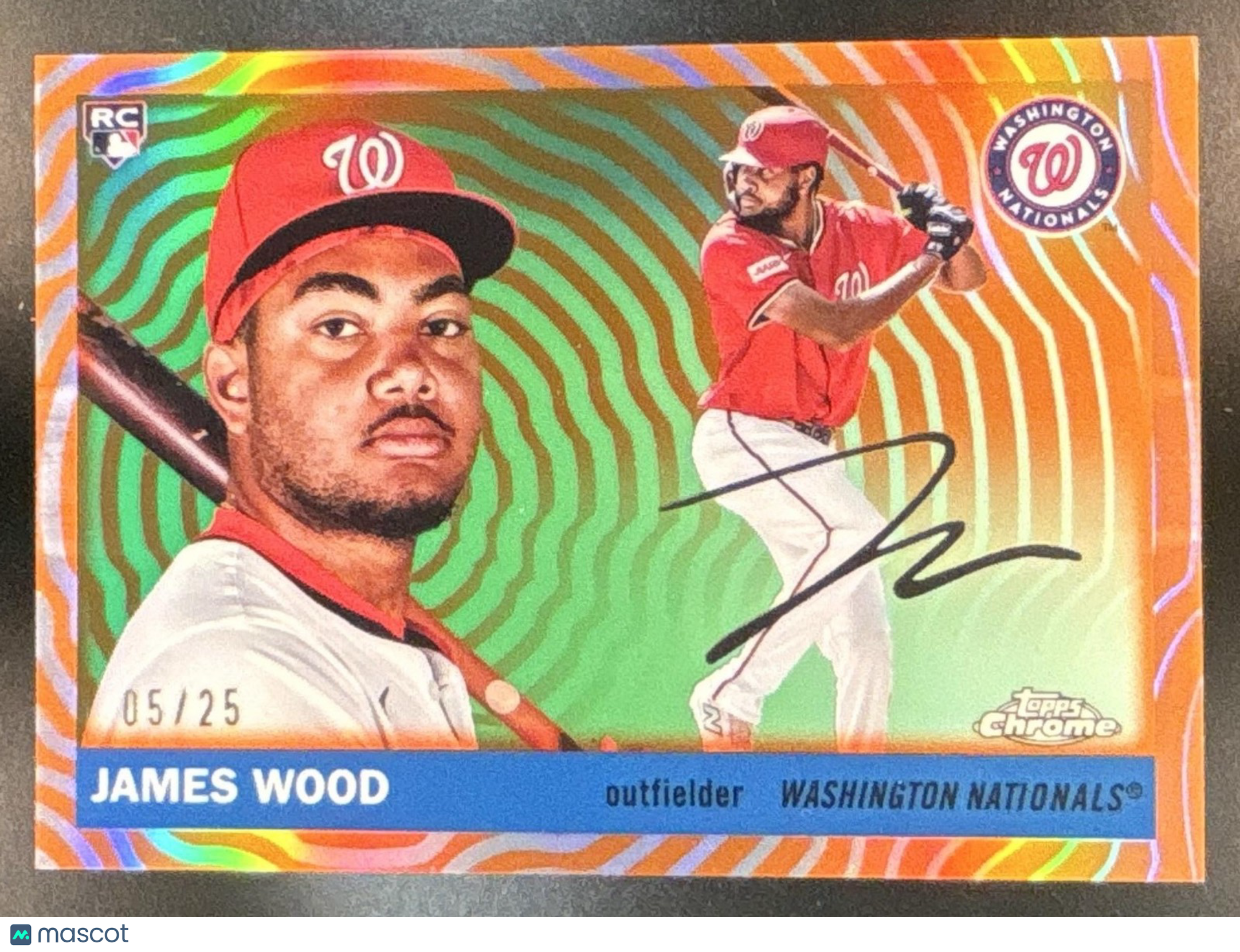 2025 Topps Chrome Platinum Anniversary James Wood Orange Vibrations /25 #367 RC