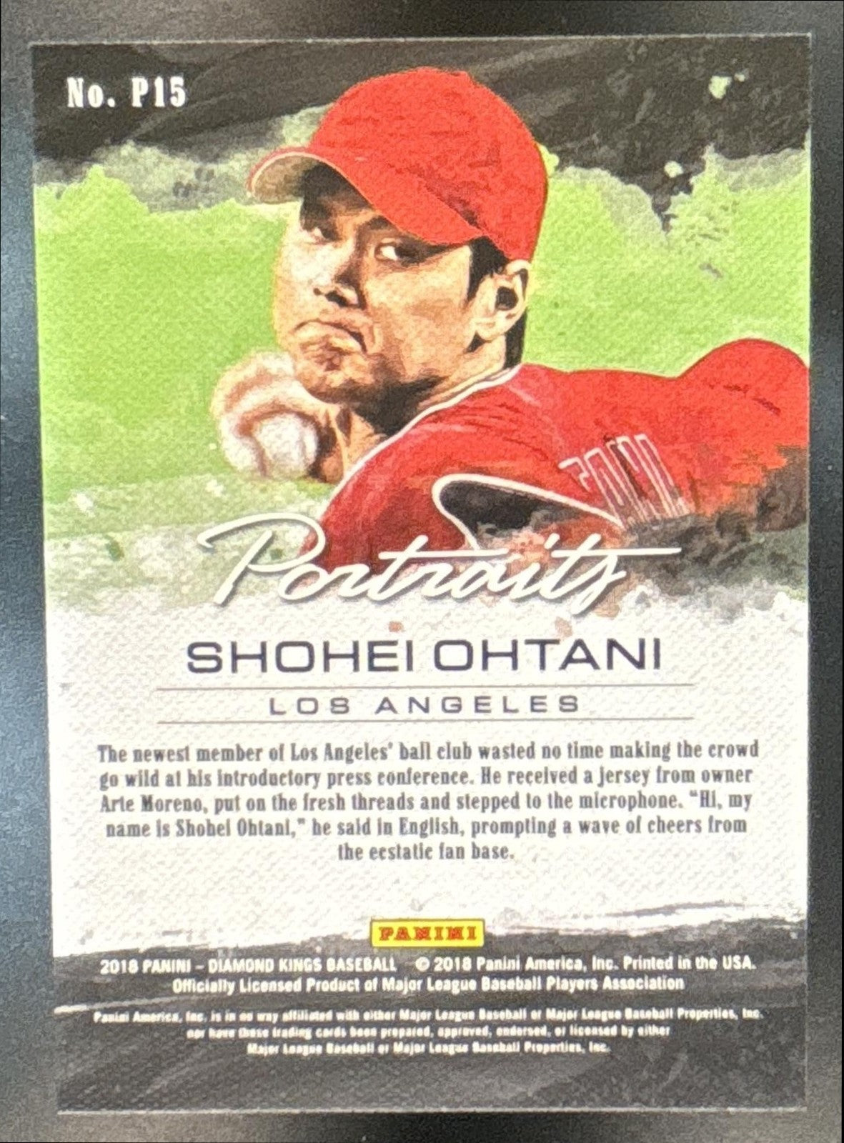 2018 Panini Diamond Kings Shohei Ohtani Portraits #P15 RC Los Angeles Angels