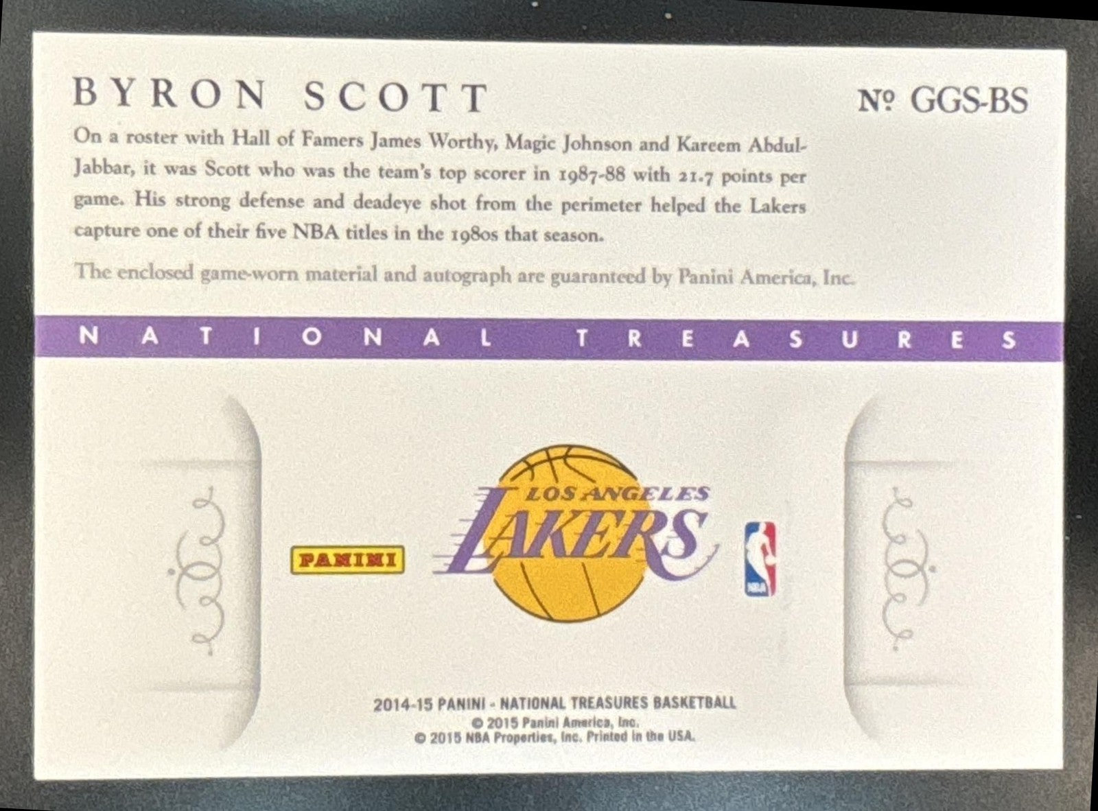 2014-15 National Treasures Byron Scott NBA Game Gear Signatures /25 MEM Auto