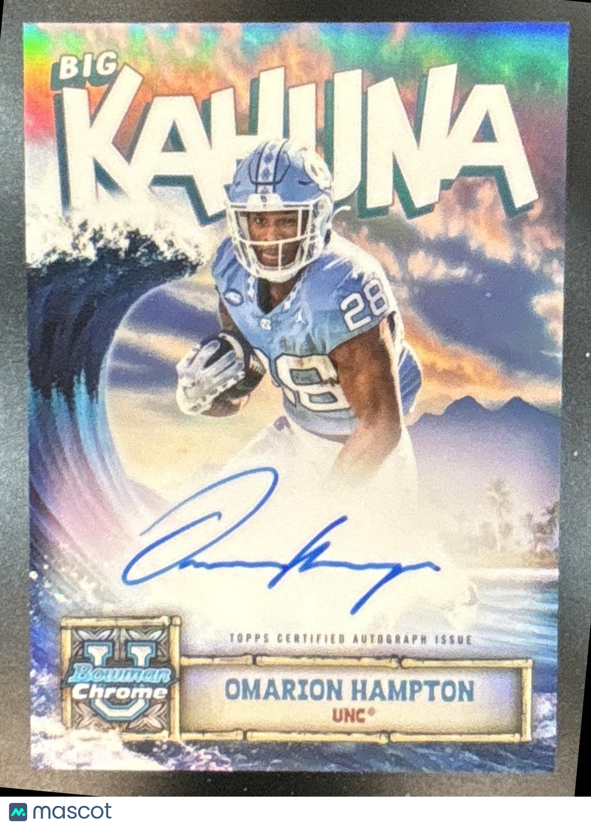 2024 Bowman Chrome University Omarion Hampton The Big Kahuna Auto Tar Heels