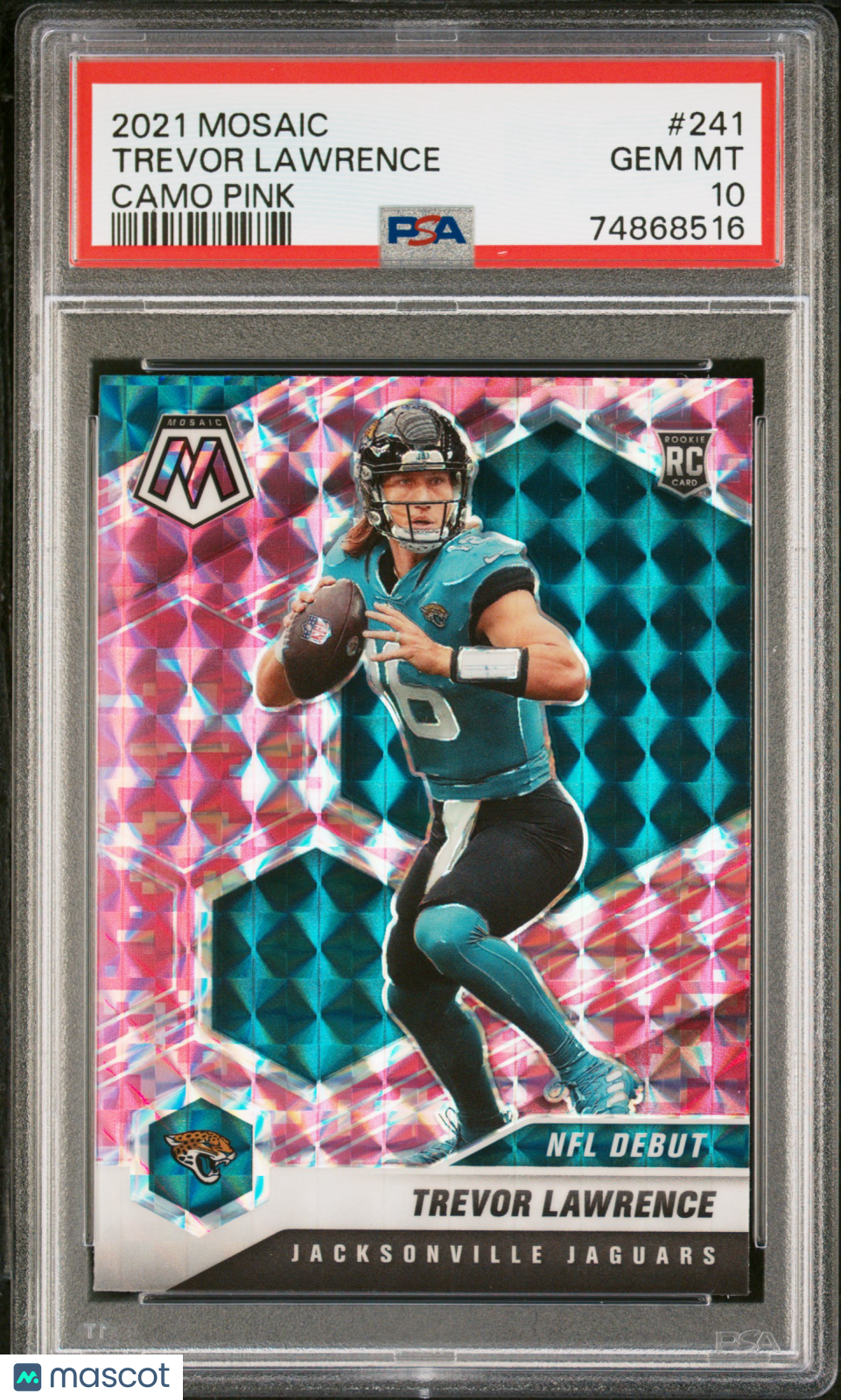 2021 Panini Mosaic Trevor Lawrence Camo Pink Rookie #241 PSA 10 GEM MINT Jaguars - Graded Sports Cards