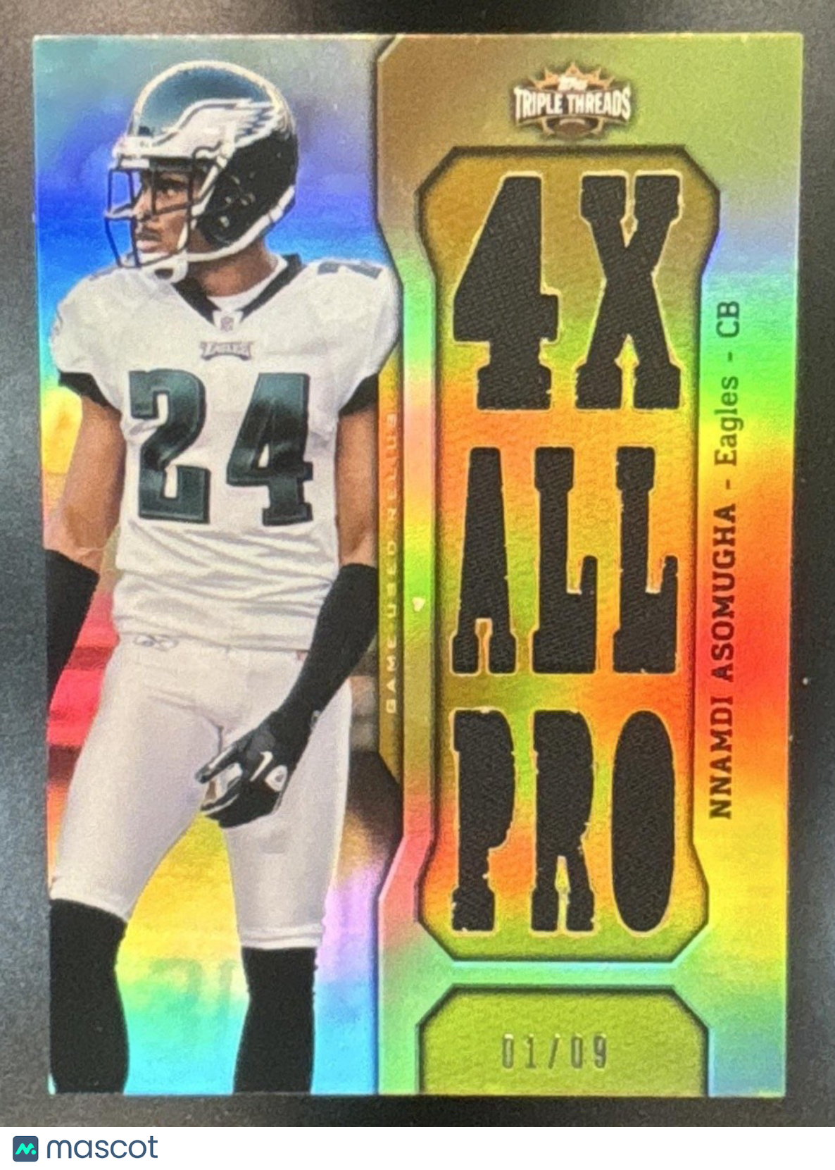 2011 Topps Triple Threads Nnamdi Asomugha Relic Gold 1/9 Philadelphia Eagles