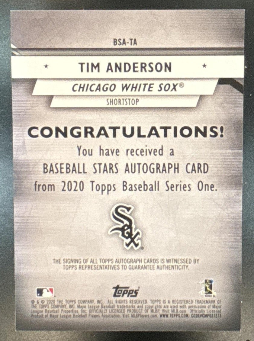 2020 Topps Tim Anderson Baseball Stars Auto #BSA-TA Chicago White Sox
