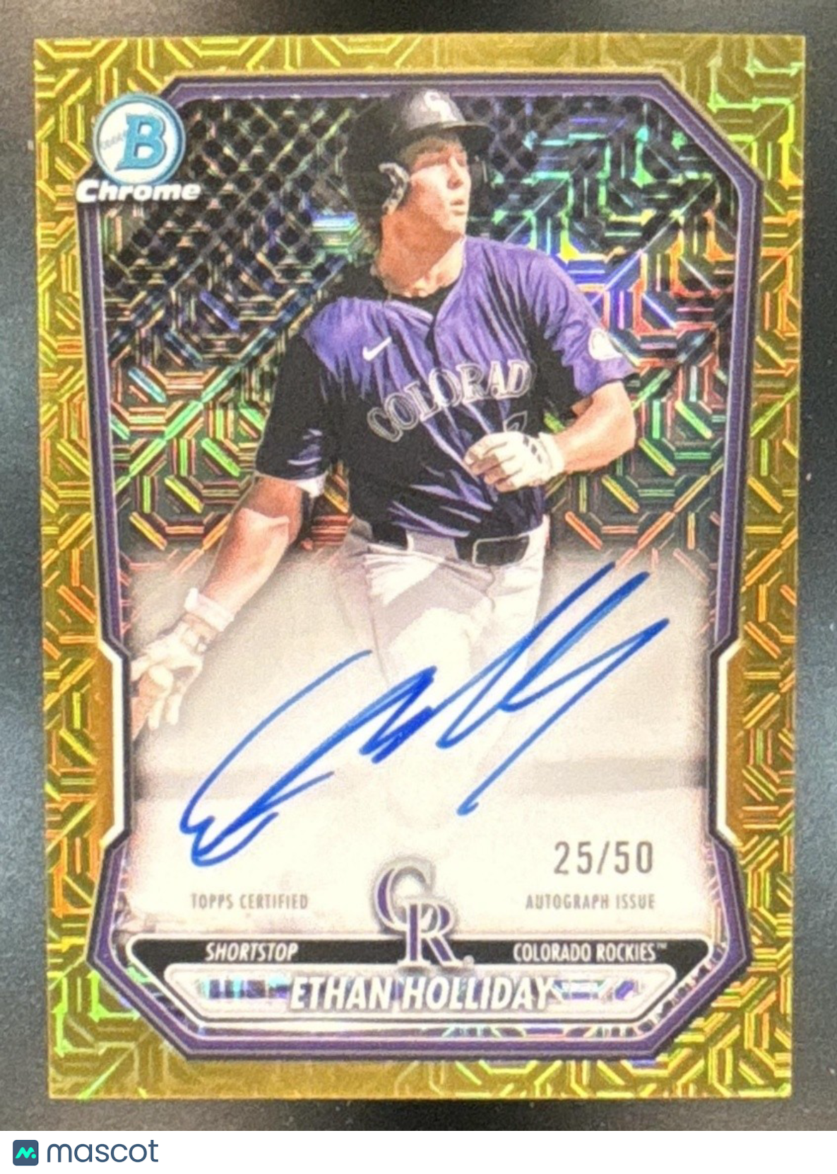 2026 Bowman Mega Box Ethan Holliday Chrome Prospect Auto Gold Mojo /50 Rockies