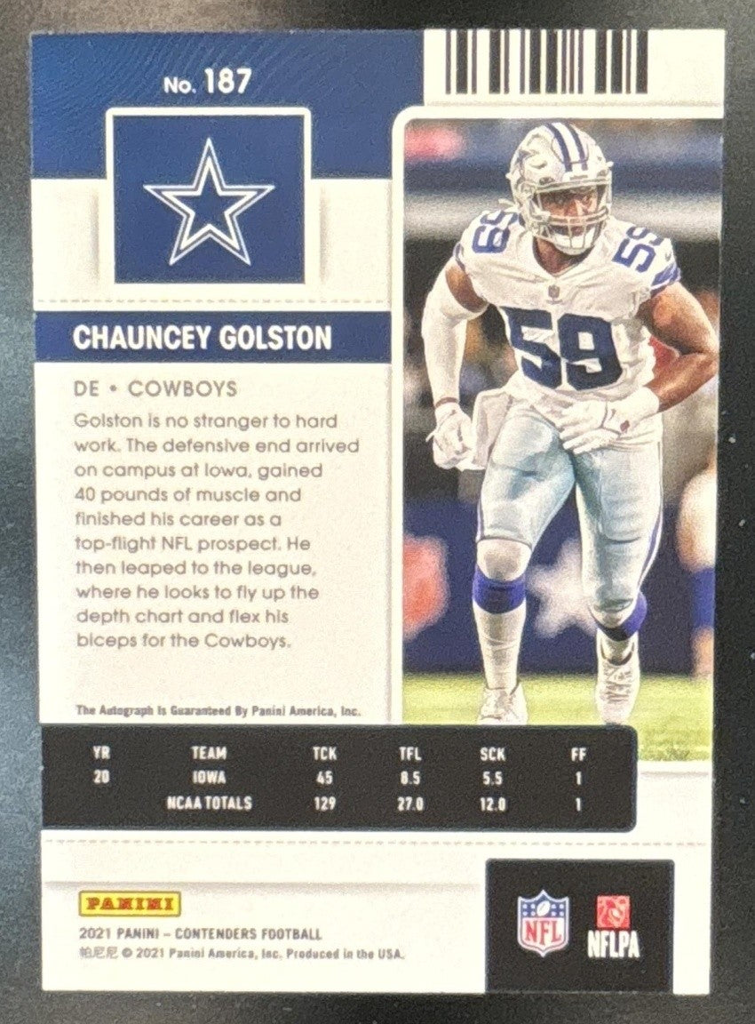 2021 Panini Contenders Chauncey Golston #187 Auto RC Dallas Cowboys