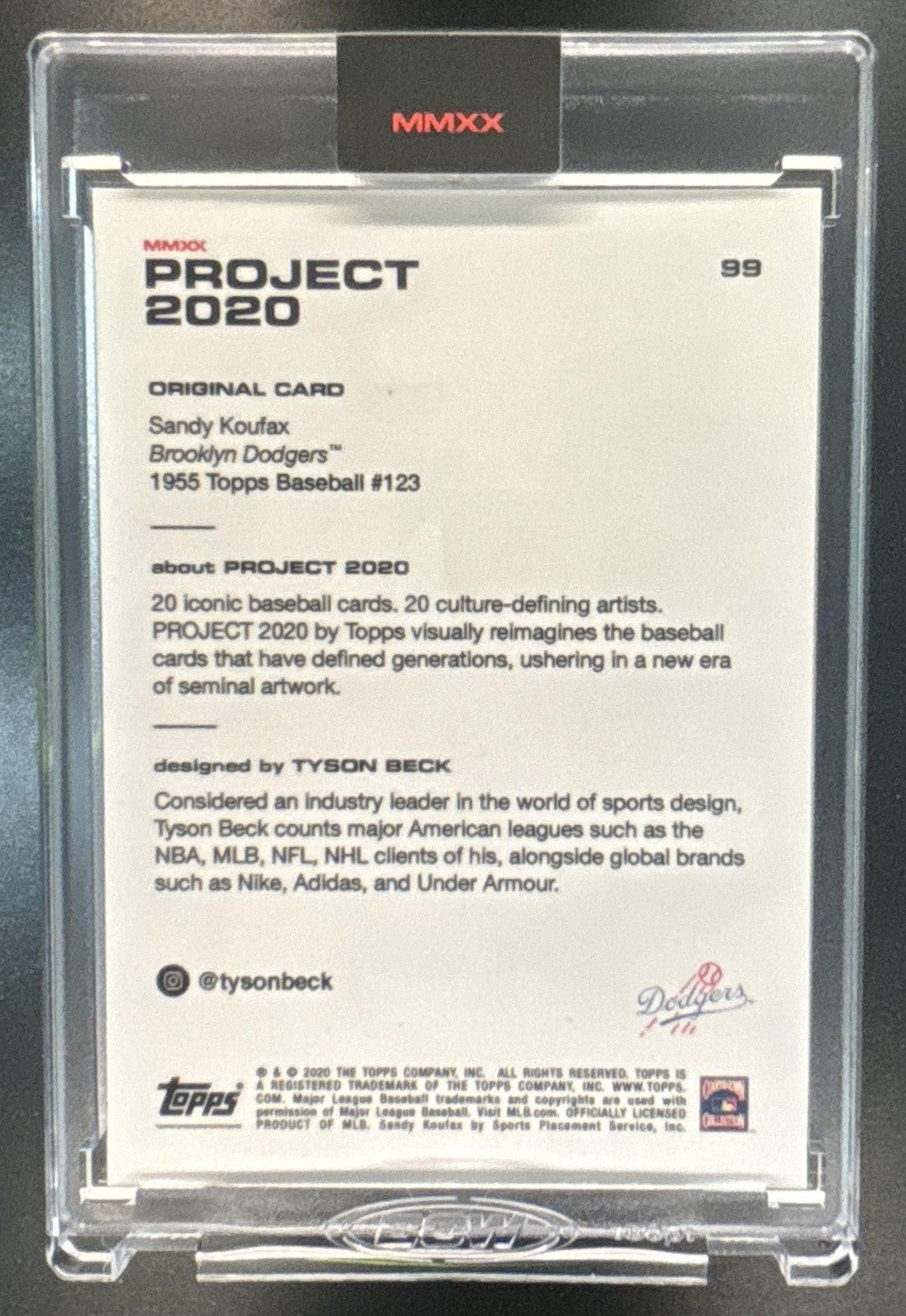 2020 Topps Project Sandy Koufax #99 Brooklyn Dodgers