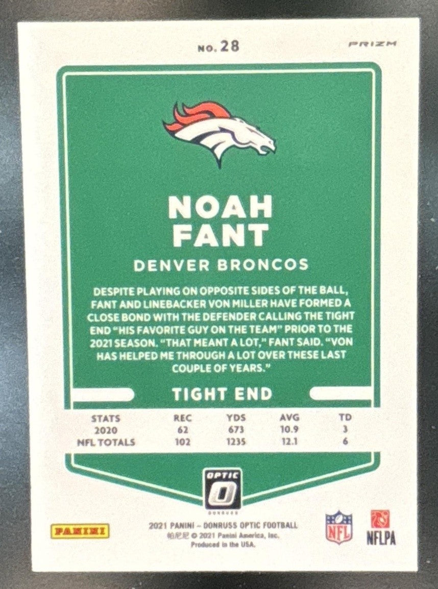 2021 Panini Donruss Optic Noah Fant Rocket #28 Denver Broncos