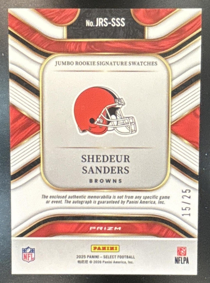 2025 Select Shedeur Sanders Signature Swatch Tie-Dye /25 MEM RC Auto Browns