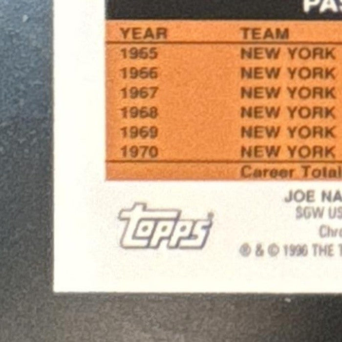 1996 Topps Chrome Joe Namath Reprint #250 New York Jets