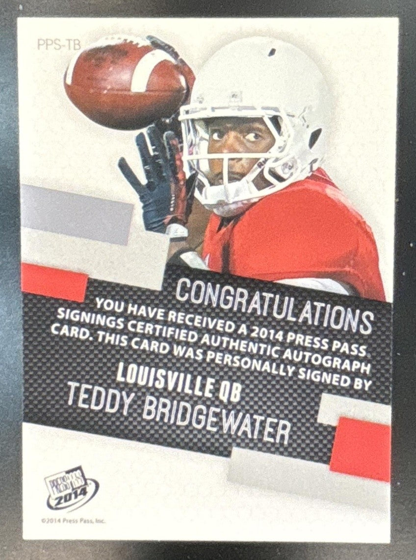 2014 Press Pass Teddy Bridgewater Auto Silver #PPS-TB