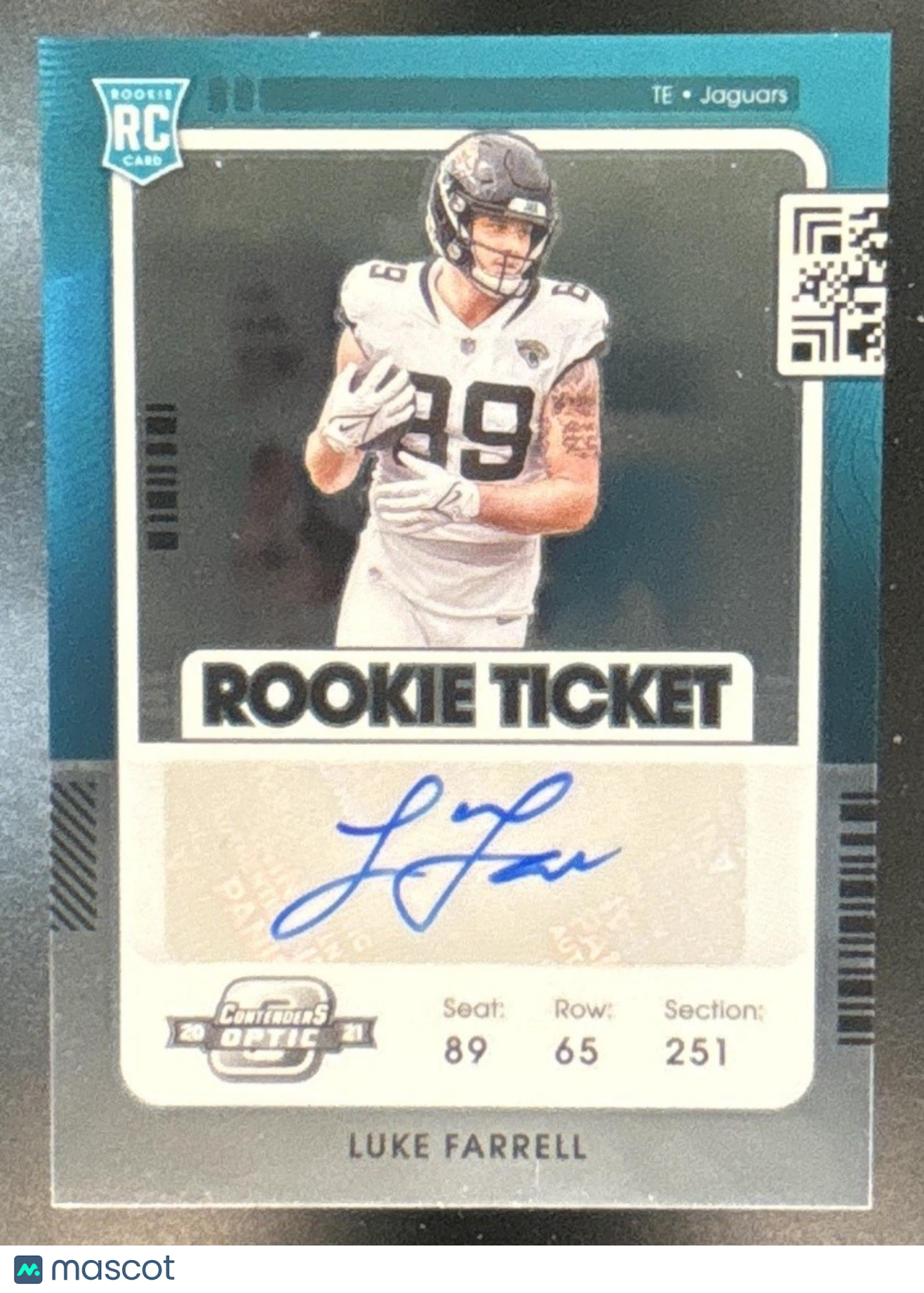 2021 Panini Contenders Optic Luke Farrell #179 RC Rookie Ticket Auto Jaguars